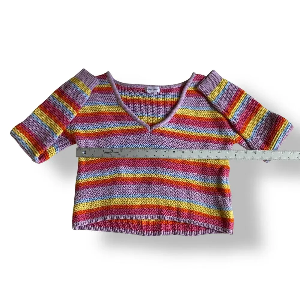 Revolve Lovers + Friends Camino Cropped Sweater in Bright Rainbow Pastel Size S‎